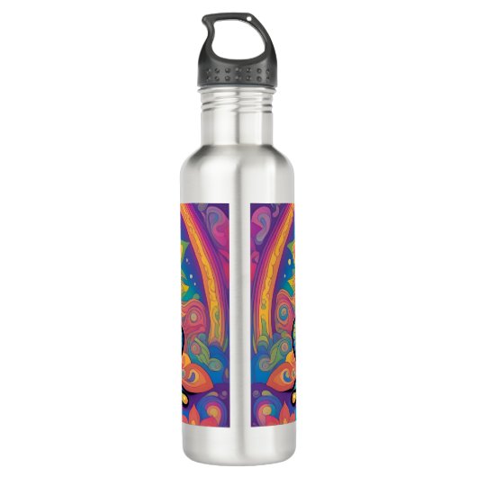 Ribbit und Radiate Frog - Boho Psychedelic Vibes Edelstahlflasche (Rückseite)