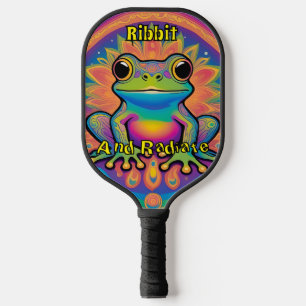 Ribbit und Radiate Psychedelic Frog Boho Groovy Pickleball Schläger