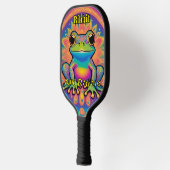 Ribbit und Radiate Psychedelic Frog Boho Groovy Pickleball Schläger (Links)