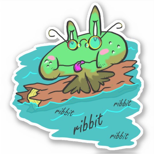 Ribbit von Log Frosch 1 Aufkleber (Vorderseite)