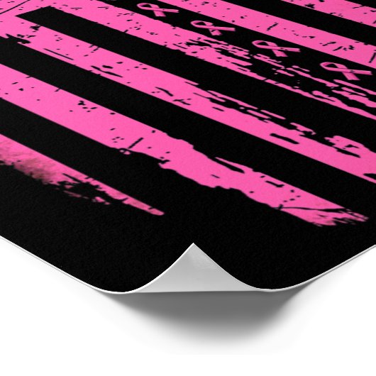 Ribbon American Flag USA Brust Cancer Awareness G Poster (Ecke)
