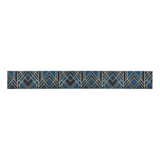 Ribbon - Art Deco Blue & Gold Mirrored Ripsband (Vorderseite)