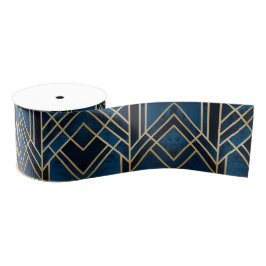 Ribbon - Art Deco Blue & Gold Mirrored Ripsband
