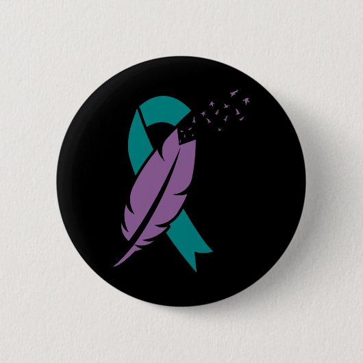 Ribbon Birds Feather Suicide Bewusstsein psychisch Button (Vorderseite)