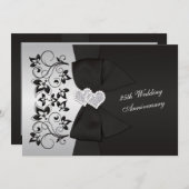 RIBBON Black, Silber 25 Jahre Einladung (Vorne/Hinten)