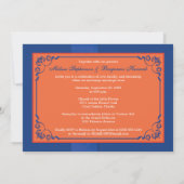 RIBBON Blau, Orangefarbene Blumenzwiebeln Einladung (Rückseite)