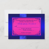 RIBBON Blau, rosa Blumenzwiebelzange RSVP Einladung (Rückseite)
