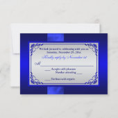 RIBBON Blau, Silver Floral Wedding RSVP (Rückseite)