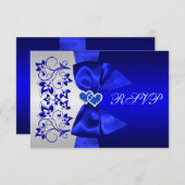 RIBBON Blau, Silver Floral Wedding RSVP (Vorne/Hinten)