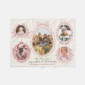 Ribbon & Botanische Rahmen 5 Foto Rote Großeltern Fleecedecke (Vorderseite (Horizontal))