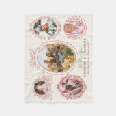 Ribbon & Botanische Rahmen 5 Foto Rote Großeltern Fleecedecke (Vorderseite)