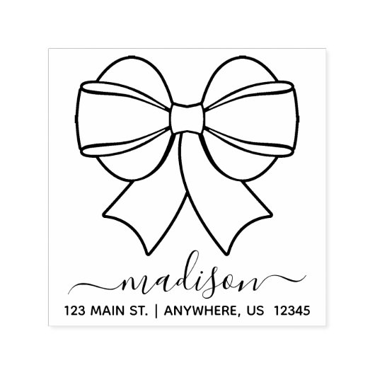 Ribbon Bow Address Self-Inking-Briefmarke Permastempel (Design)