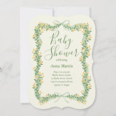 Ribbon Bow and Greenery Baby Shower Invitation Einladung (Vorderseite)