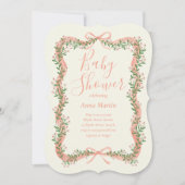 Ribbon Bow and Greenery Baby Shower Invitation Einladung (Vorderseite)