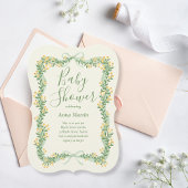 Ribbon Bow and Greenery Baby Shower Invitation Einladung