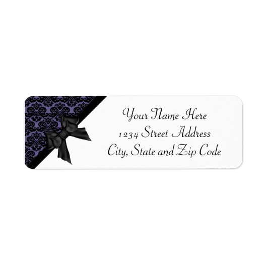 Ribbon Bow Black und Lila Damask (Vorne)