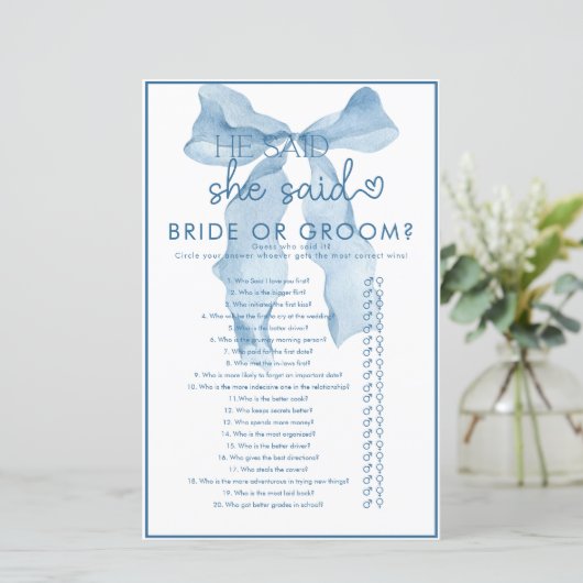 Ribbon Bow Brautparty Game (Stehend Vorderseite)