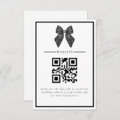 Ribbon Bow Classic Black & White Wedding Begleitkarte (Vorne/Hinten)