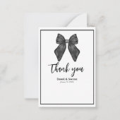 Ribbon Bow Classic Black & White Wedding Mitteilungskarte (Vorderseite)