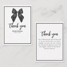 Ribbon Bow Classic Black & White Wedding Mitteilungskarte