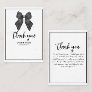 Ribbon Bow Classic Black & White Wedding Mitteilungskarte