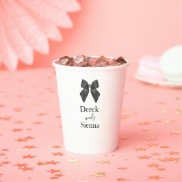 Ribbon Bow Classic Black & White Wedding Pappbecher