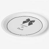 Ribbon Bow Classic Black & White Wedding Pappteller (Schrägansicht)