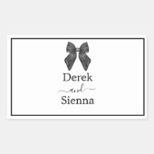 Ribbon Bow Classic Black & White Wedding Rechteckiger Aufkleber (Vorderseite)
