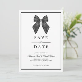 Ribbon Bow Classic Black & White Wedding Save The Date