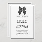 Ribbon Bow Classic Black & White Wedding Save The Date (Vorne/Hinten)