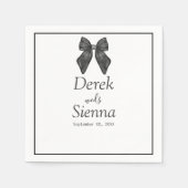 Ribbon Bow Classic Black & White Wedding Serviette (Vorderseite)