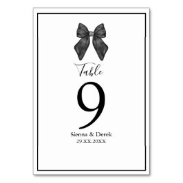 Ribbon Bow Classic Black & White Wedding Tischnummer