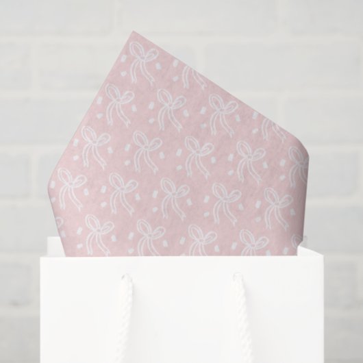 Ribbon Bow Doodle Delicate Holiday Pink White Seidenpapier (Geschenktüte)