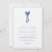 Ribbon Bow Elegance Dusty Blue Wedding Einladung (Vorderseite)