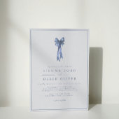 Ribbon Bow Elegance Dusty Blue Wedding Einladung