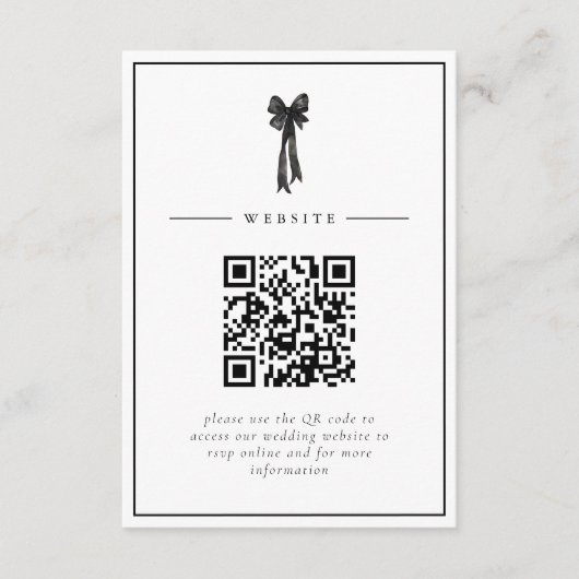 Ribbon Bow Elegance QR Code Wedding Begleitkarte (Vorderseite)