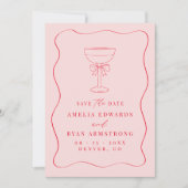 Ribbon Bow Elegant Modern Save the Date Einladung (Vorderseite)