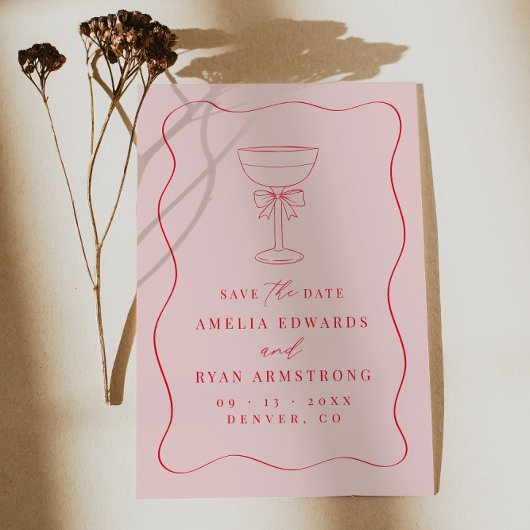 Ribbon Bow Elegant Modern Save the Date Einladung