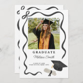 Ribbon Bow Photo Graduation Ankündigung (Vorne/Hinten)