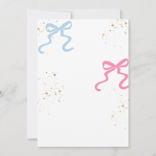 Ribbon Bow Pink & Blue Gender Reveal Ballon Einladung (Rückseite)