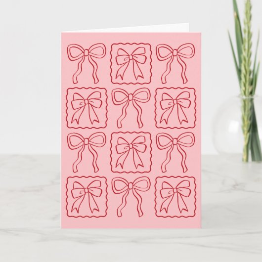 Ribbon Bow Pink Red Stationery Karte (Vorderseite)
