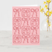 Ribbon Bow Pink Red Stationery Karte (Gelbe Blume)