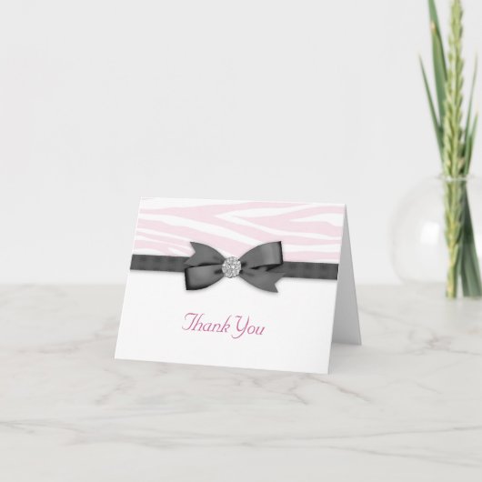 Ribbon Bow Pink Zebra Danke Karten (Vorderseite)