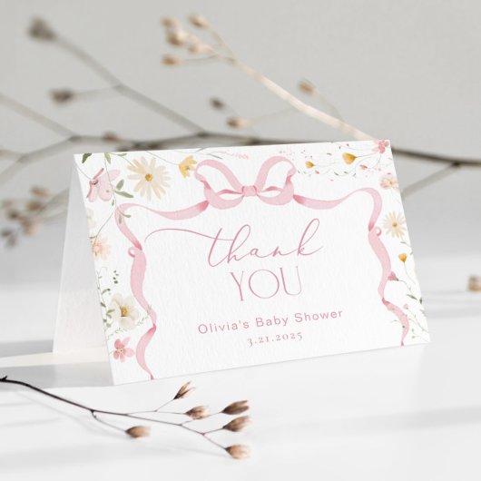 Ribbon Bow Rahmen Floral Baby Dusche Danke