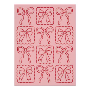 Ribbon Bow Rosa Rot Poster