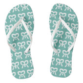 Ribbon Bow Turquoise Muster Frauen Flip Flops Badesandalen (Fußbett)