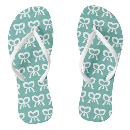 Ribbon Bow Turquoise Muster Frauen Flip Flops Badesandalen (Fußbett)