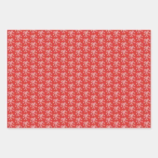 Ribbon Bows Doodle CHRISTMAS Holiday Pink Red Geschenkpapier Set (Vorderseite 2)