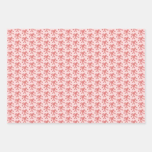 Ribbon Bows Doodle CHRISTMAS Holiday Red Geschenkpapier Set (Vorderseite 2)