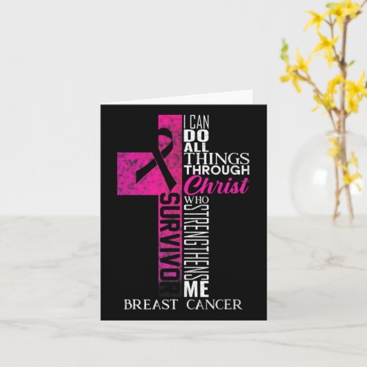 Ribbon Brustkrebs Überlebende Christliche Kreuz Karte (Gelbe Blume)